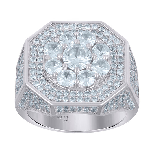 925 Sterling Silver Cz Ring Sz-9