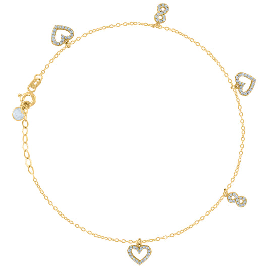 10Kt Gold Turkish Anklet 10"