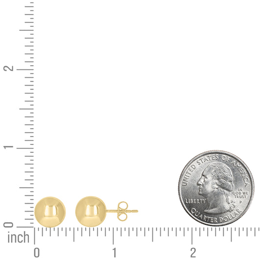 10Kt Gold Plain Ball-Stud Earrings 10mm