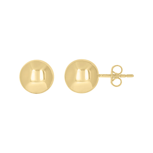 10Kt Gold Plain Ball-Stud Earrings 10mm