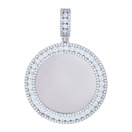 925 Sterling Silver Cz Picture Frame Pendant