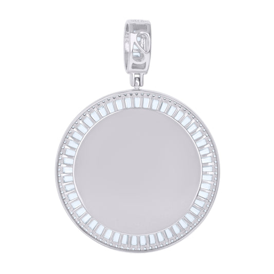 925 Sterling Silver Cz Picture Frame Pendant