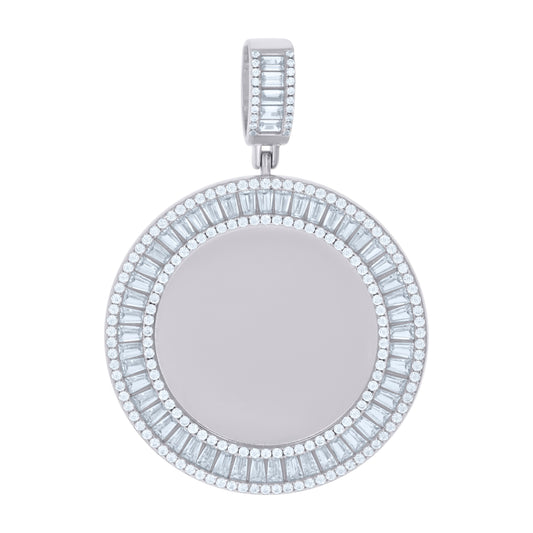 925 Sterling Silver Cz Picture Frame Pendant