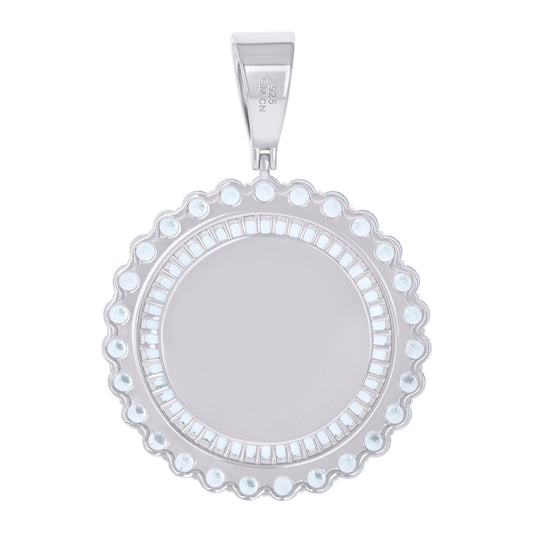 925 Sterling Silver Cz Picture Frame Pendant