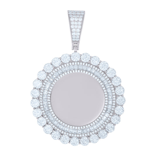 925 Sterling Silver Cz Picture Frame Pendant