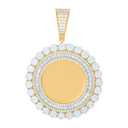925 Sterling Silver Cz Picture Frame Pendant