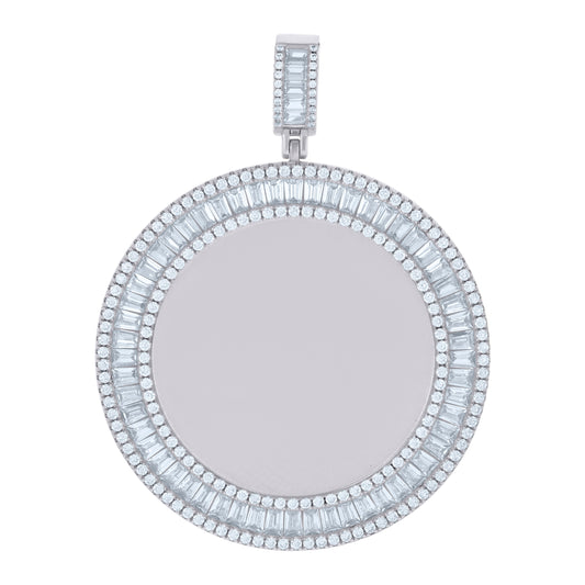 925 Sterling Silver Cz Picture Frame Pendant