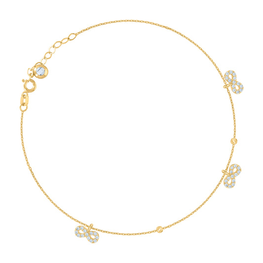 10Kt Gold Turkish Anklet 10"