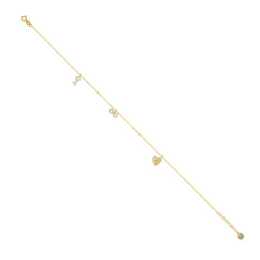 10Kt Gold Turkish Anklet 10"