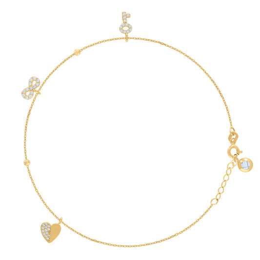 10Kt Gold Turkish Anklet 10"
