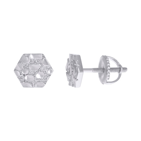 925 Sterling Silver Nugget Earrings