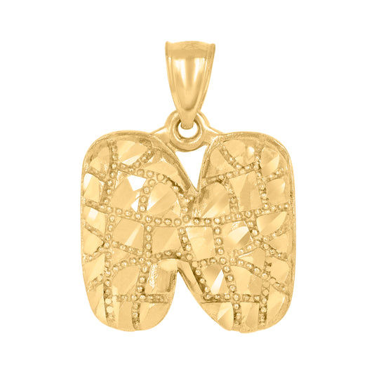 10Kt Gold Initial Letter Pendant "N"