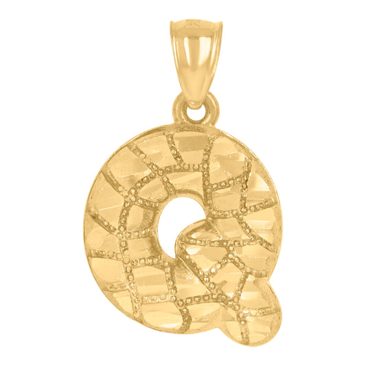10Kt Gold Initial Letter Pendant "Q"