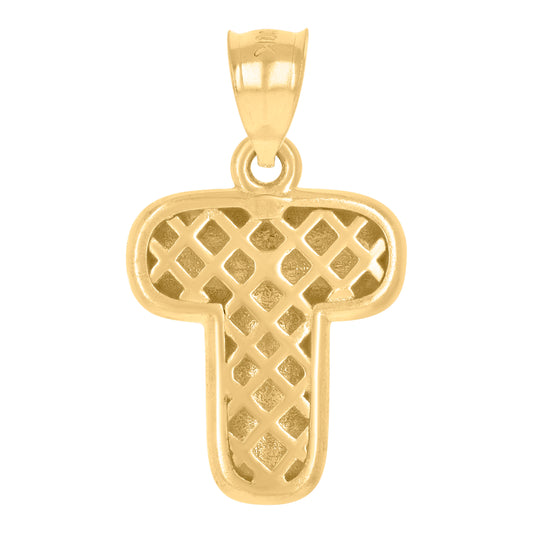 10Kt Gold Initial Letter Pendant "T"