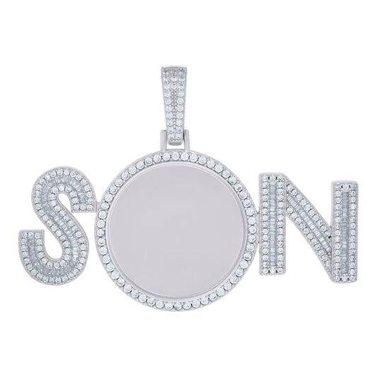 925 Sterling Silver Cz Picture Frame Pendant
