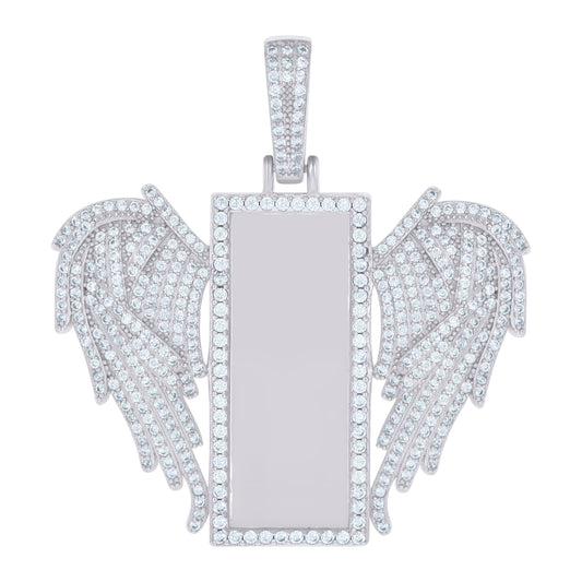 925 Sterling Silver Cz Picture Frame Pendant