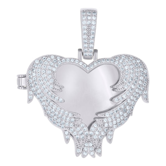 925 Sterling Silver Cz Picture Frame Pendant