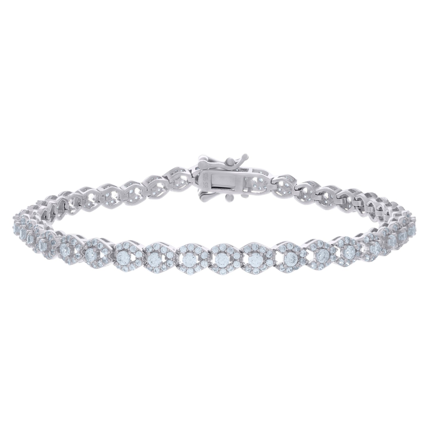 925 Sterling Silver Cz Bracelet 7"