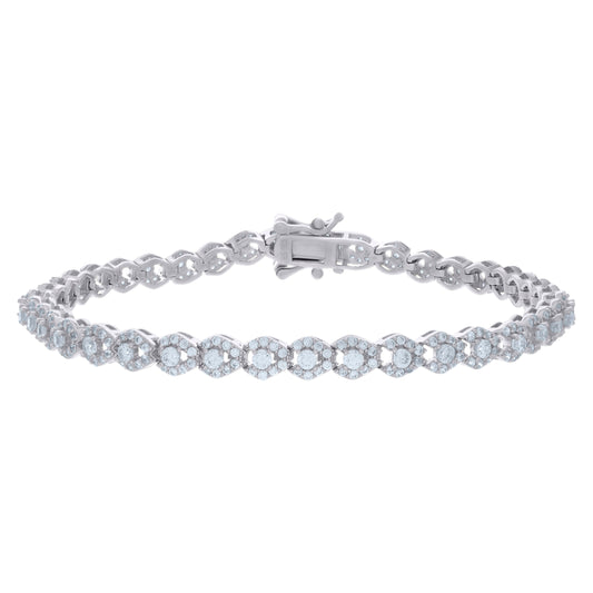 925 Sterling Silver Cz Bracelet 7"