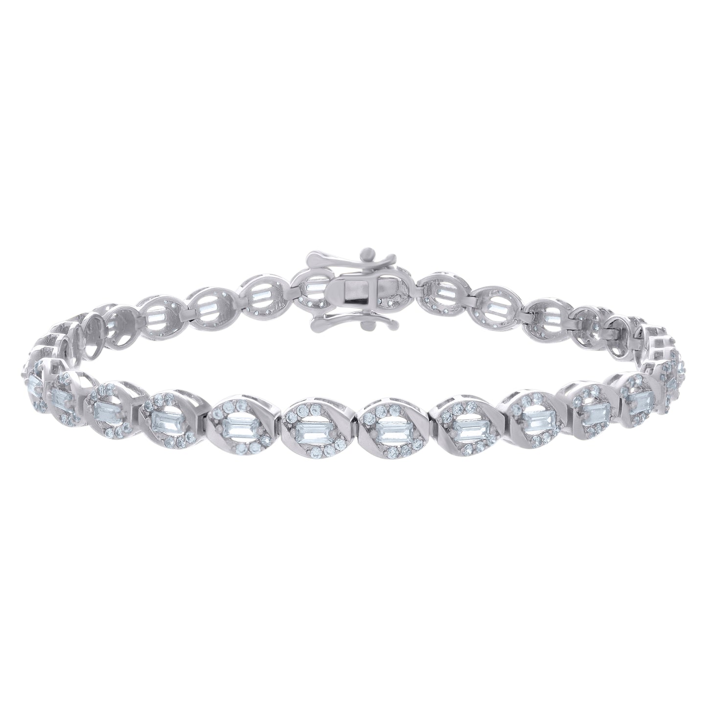 925 Sterling Silver Cz Bracelet 7"