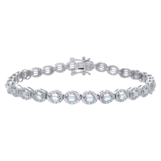 925 Sterling Silver Cz Bracelet 7"