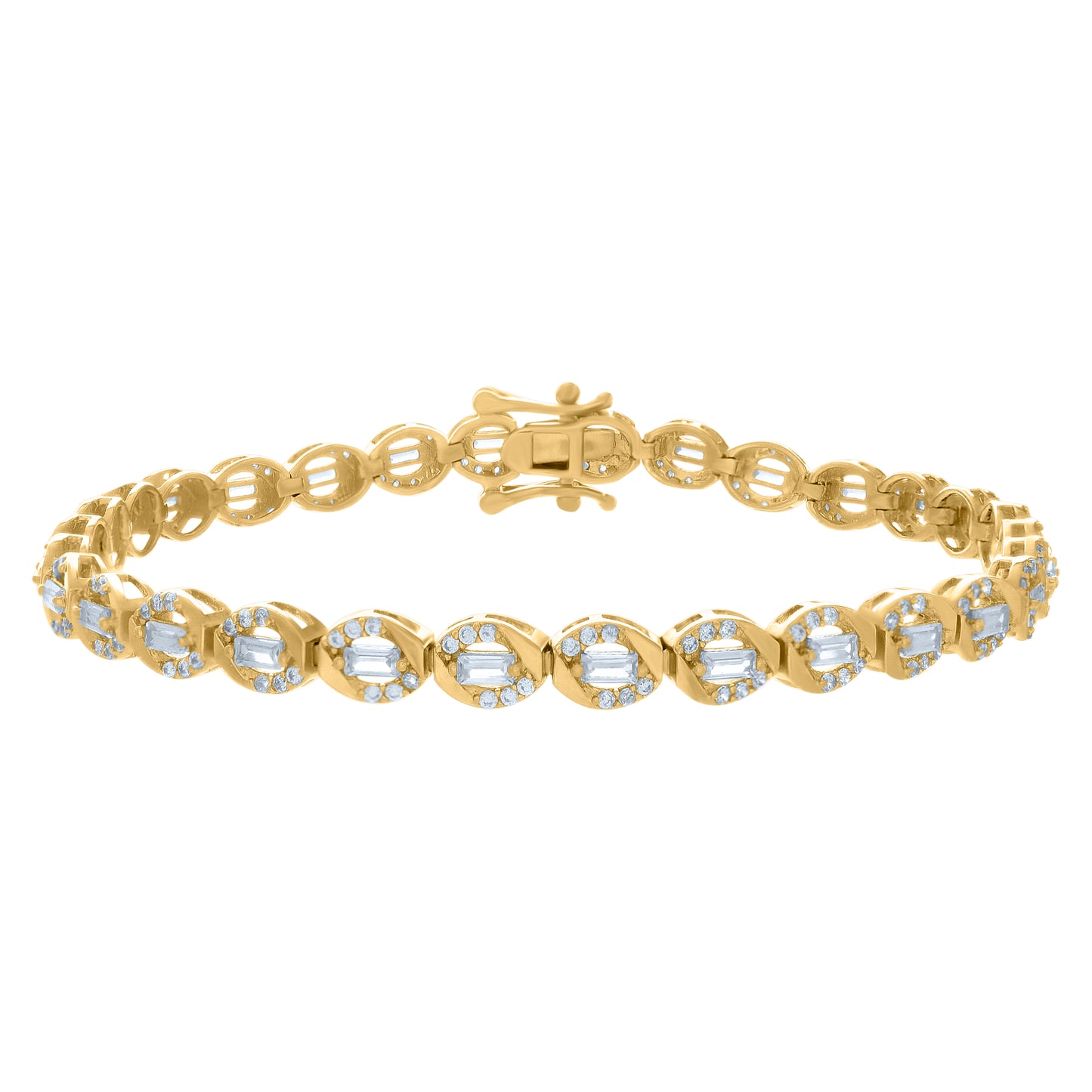 925 Sterling Silver Cz Bracelet 7"