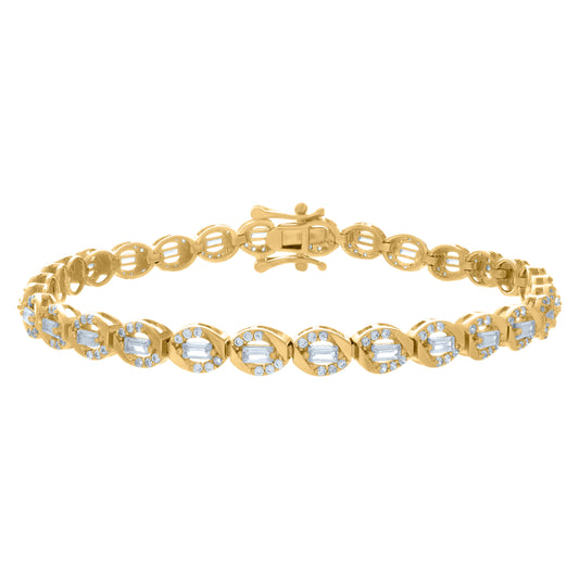 925 Sterling Silver Cz Bracelet 7"