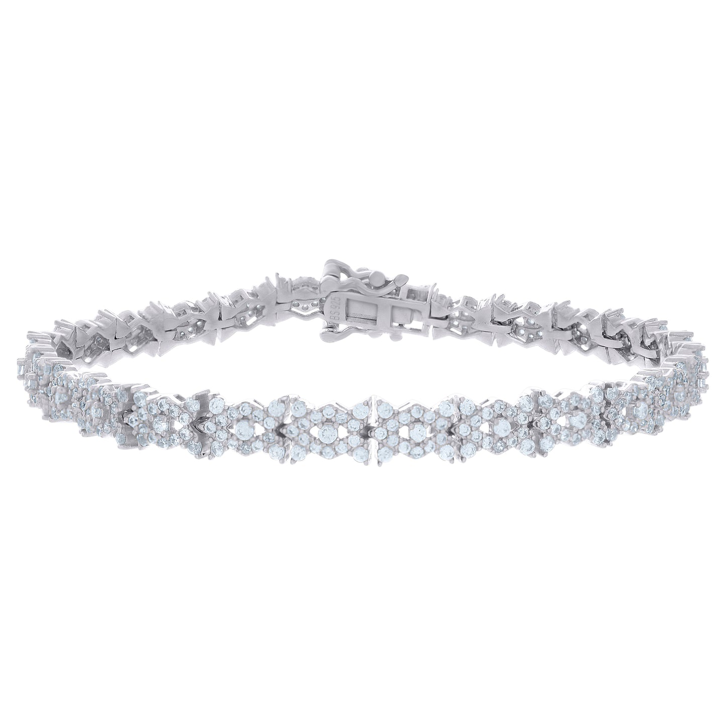 925 Sterling Silver Cz Bracelet 7"