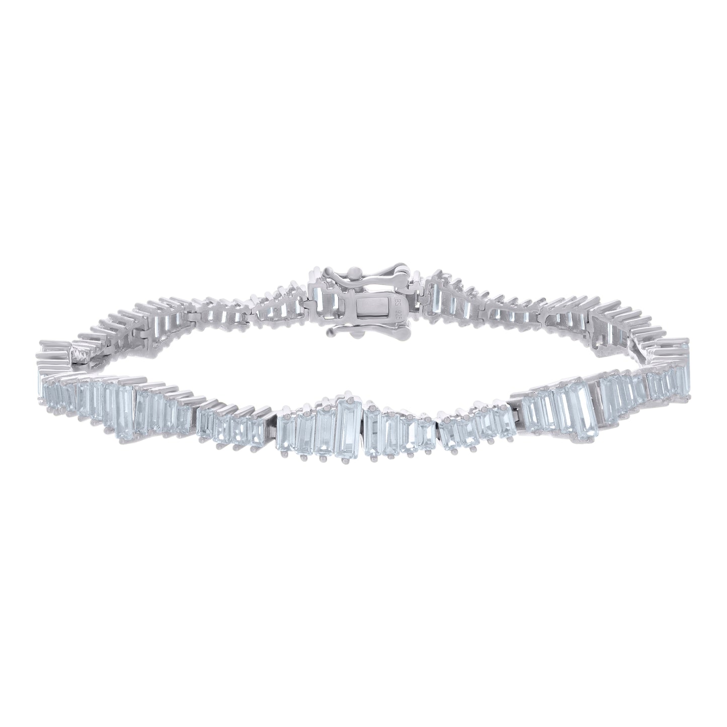 925 Sterling Silver Cz Bracelet 7"