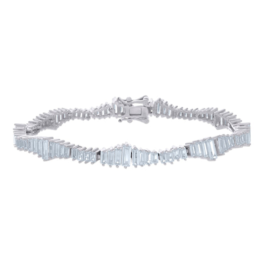 925 Sterling Silver Cz Bracelet 7"