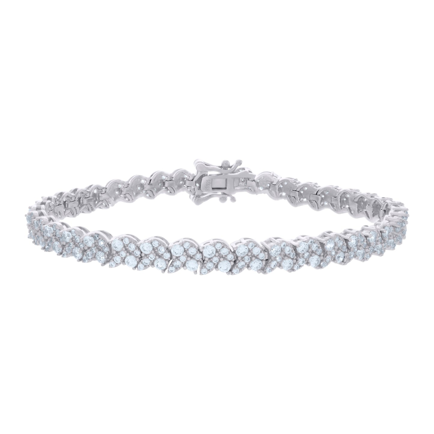 925 Sterling Silver Cz Bracelet 7"