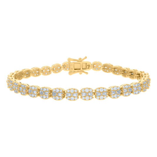 925 Sterling Silver Cz Bracelet 7"