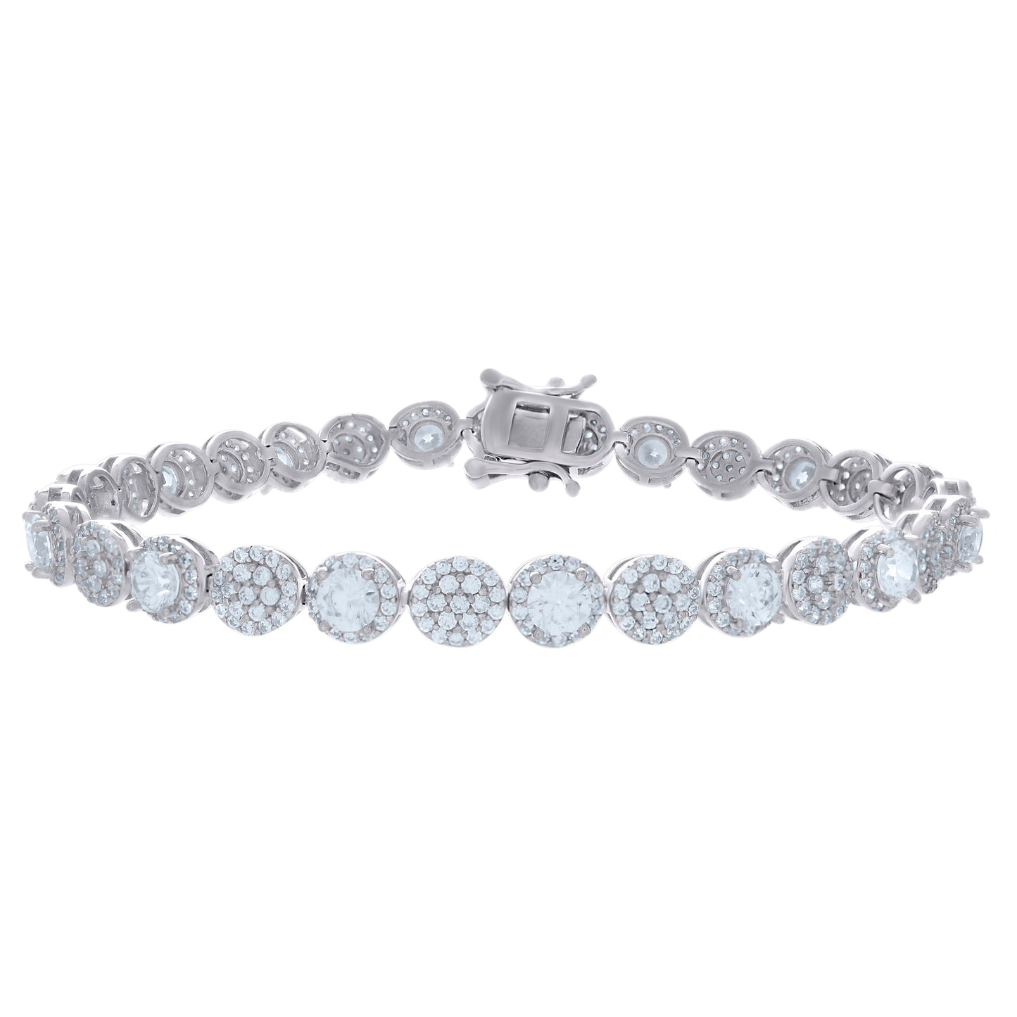 925 Sterling Silver Cz Bracelet 7"