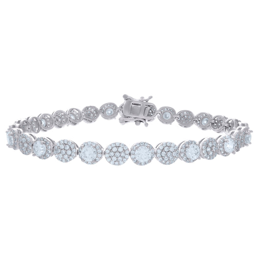 925 Sterling Silver Cz Bracelet 7"