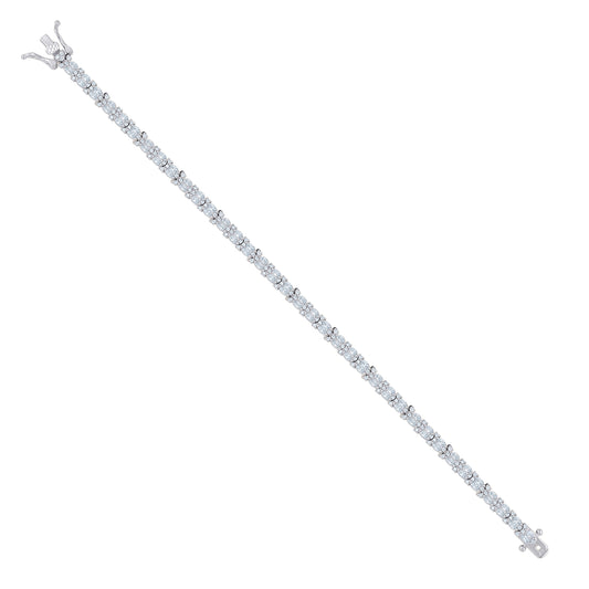 925 Sterling Silver Cz Bracelet 7"