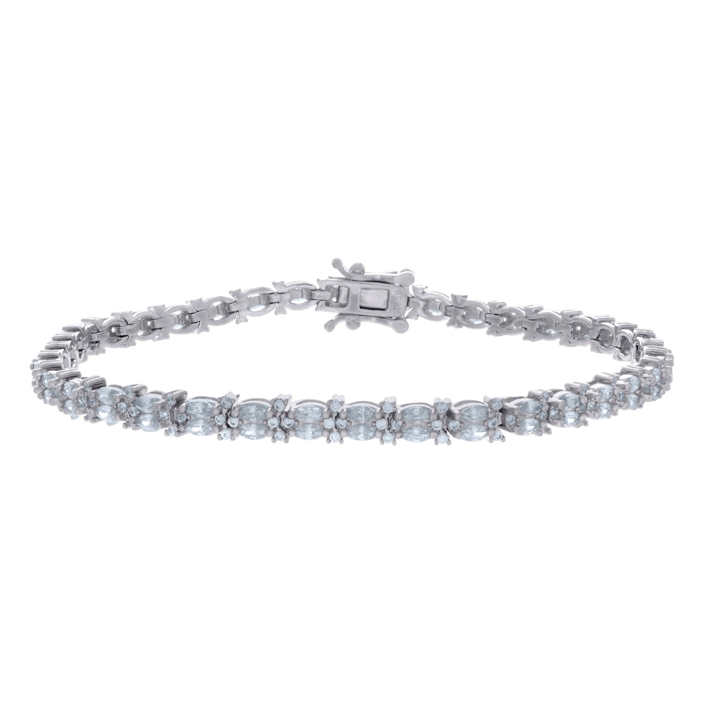 925 Sterling Silver Cz Bracelet 7"