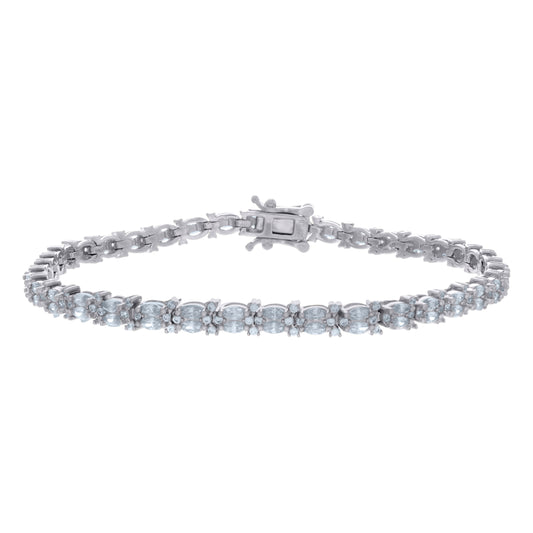 925 Sterling Silver Cz Bracelet 7"
