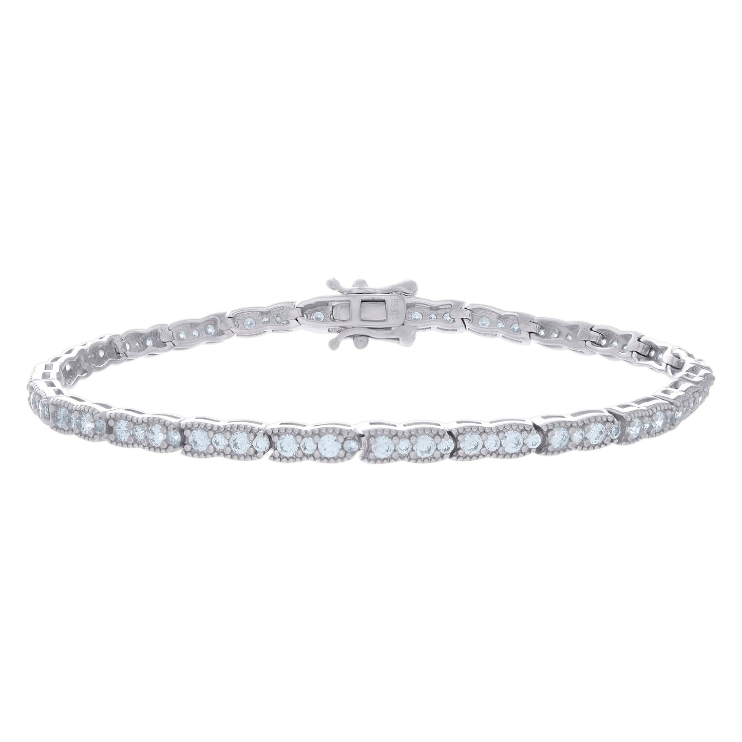 925 Sterling Silver Cz Bracelet 7"