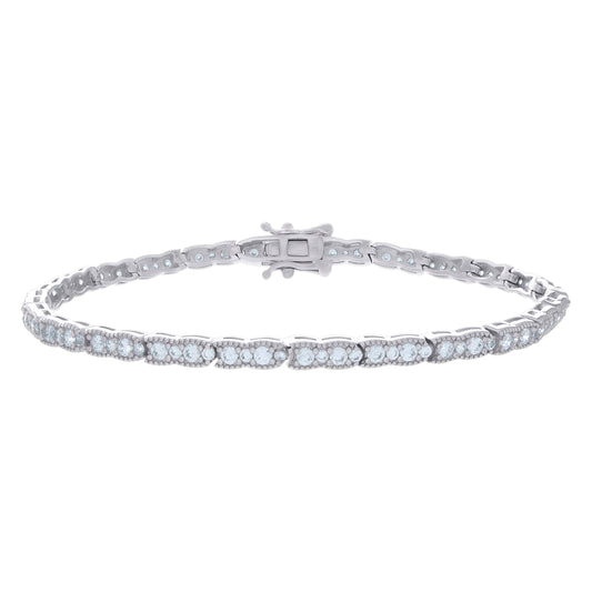 925 Sterling Silver Cz Bracelet 7"