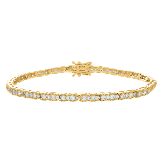 925 Sterling Silver Cz Bracelet 7"