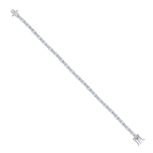 925 Sterling Silver Cz Bracelet 7"