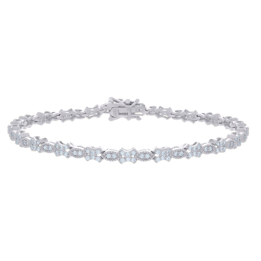 925 Sterling Silver Cz Bracelet 7"