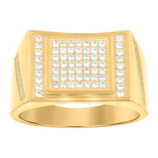 925 Sterling Silver Cz Ring Yellow Size 9