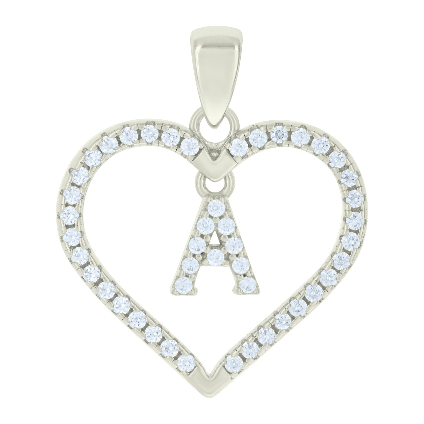 925 Sterling Silver Cz Pendant "A"