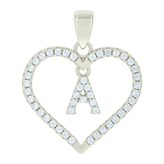 925 Sterling Silver Cz Pendant "A"
