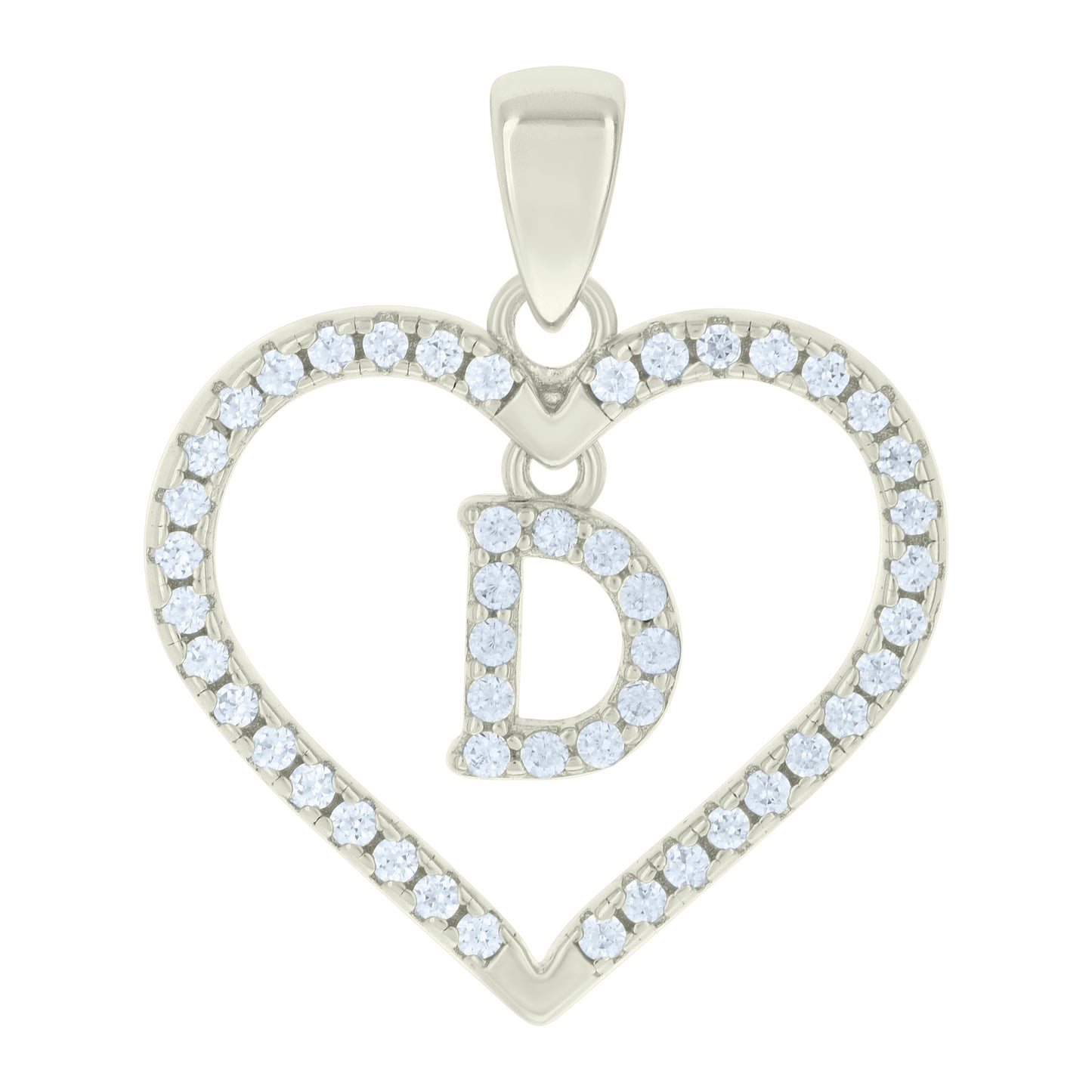 925 Sterling Silver Cz Pendant "D"