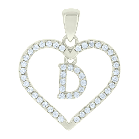 925 Sterling Silver Cz Pendant "D"