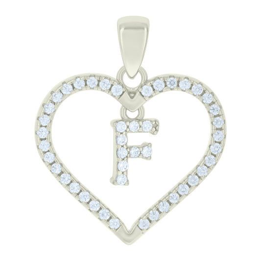 925 Sterling Silver Cz Pendant "F"