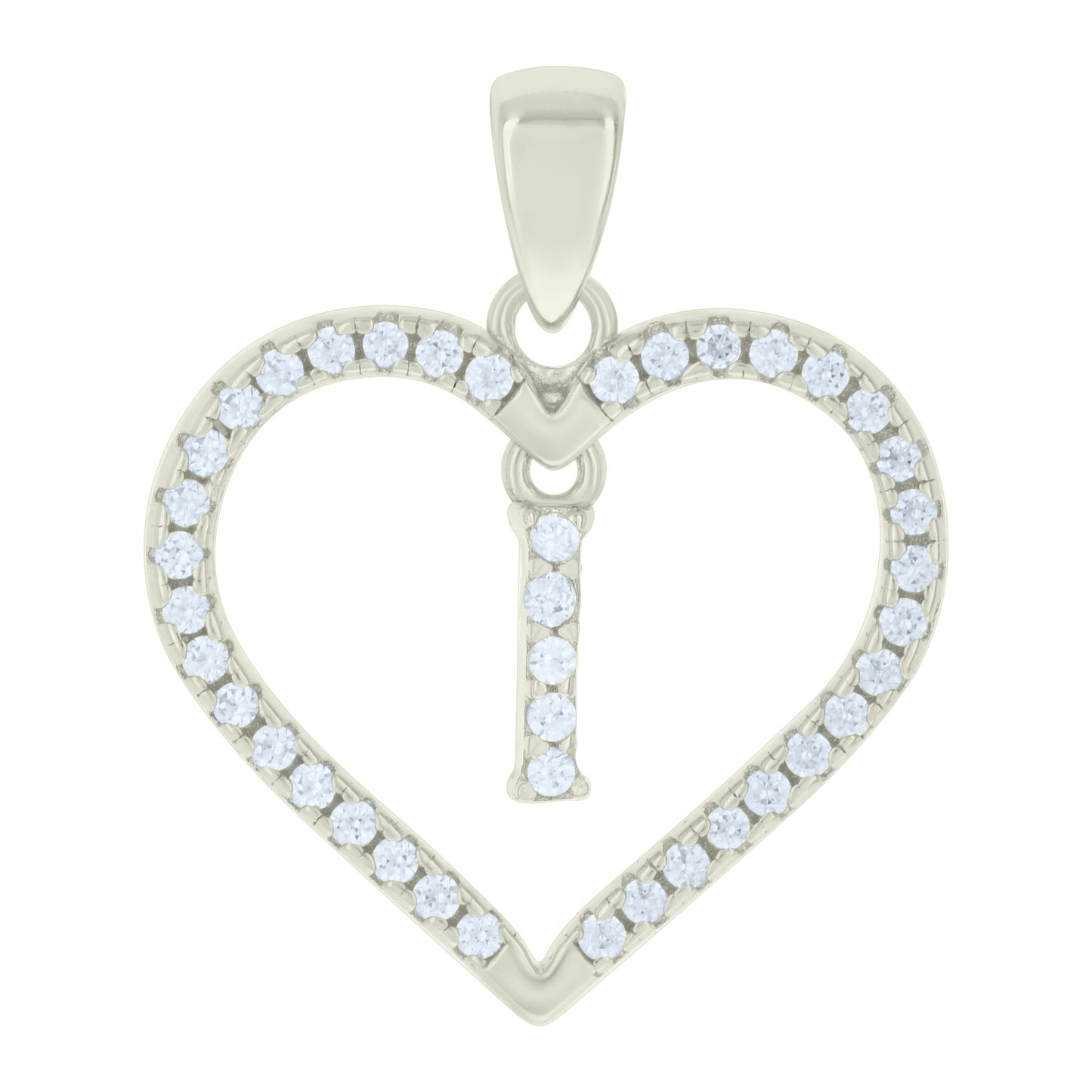 925 Sterling Silver Cz Pendant "I"