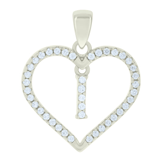 925 Sterling Silver Cz Pendant "I"